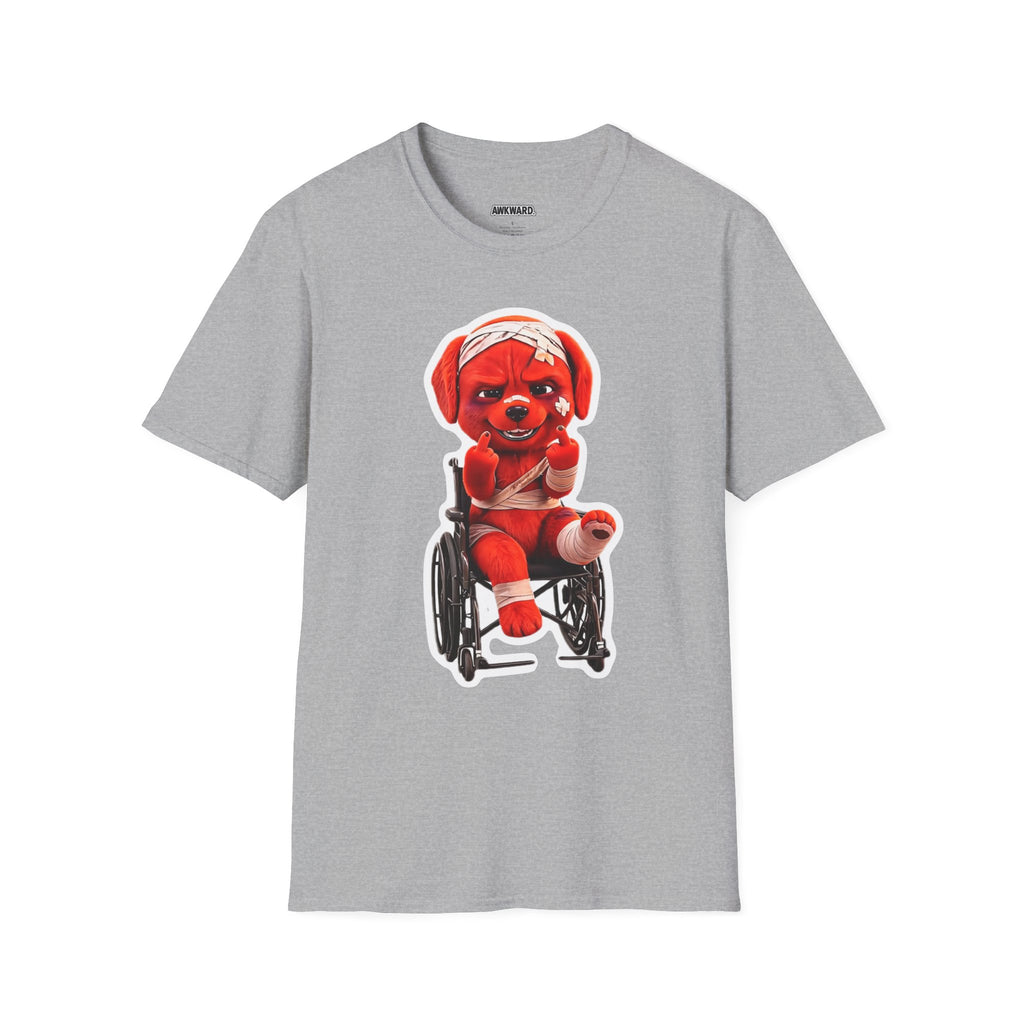 3D Injured Red Dog T-Shirt — 'Damaged But Surviving' Edgy Streetwear