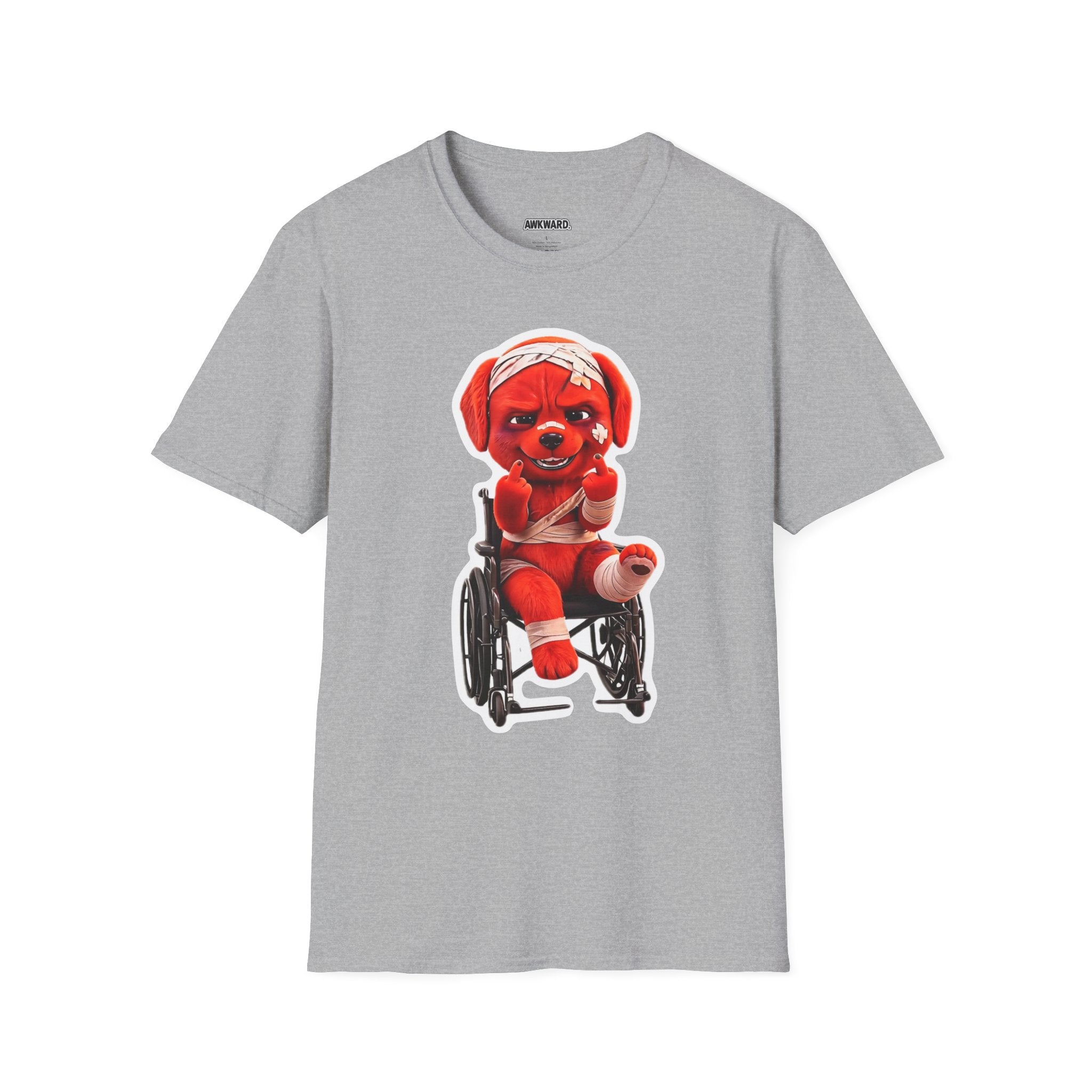3D Injured Red Dog T-Shirt — 'Damaged But Surviving' Edgy Streetwear