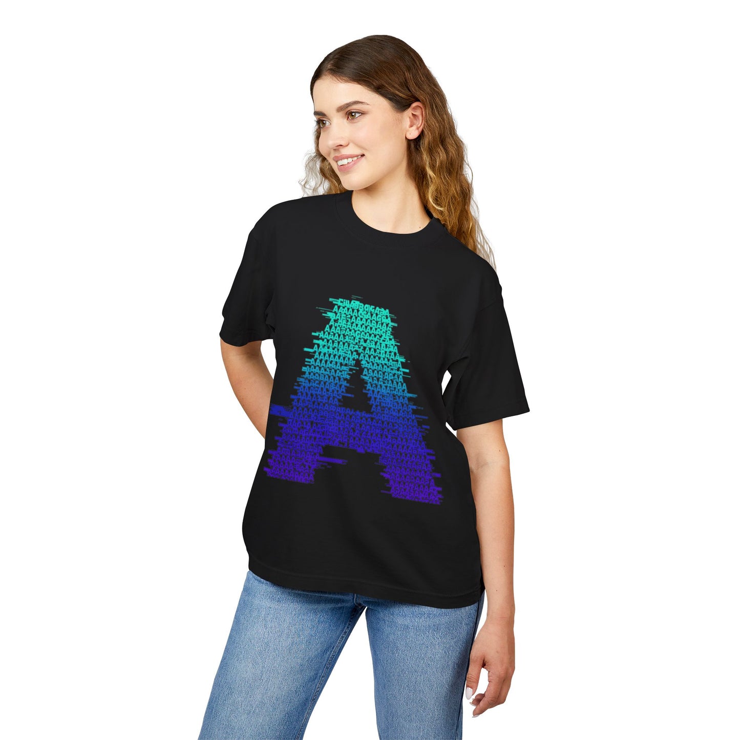 Awkward 'A' Glitch Tee — Teal-to-Purple Streetwear for Introverts