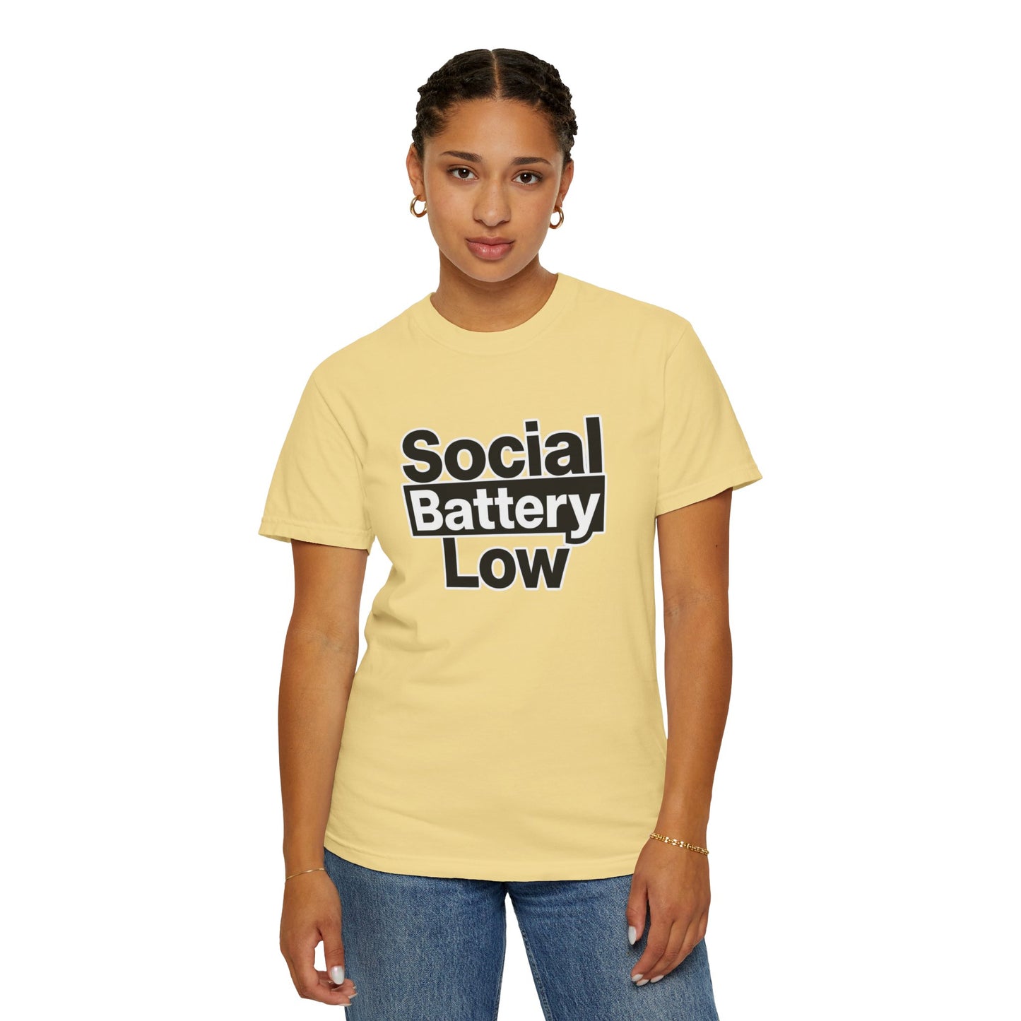 Social Battery Low Tee - Minimalist Edgy Streetwear | Comfort Colors