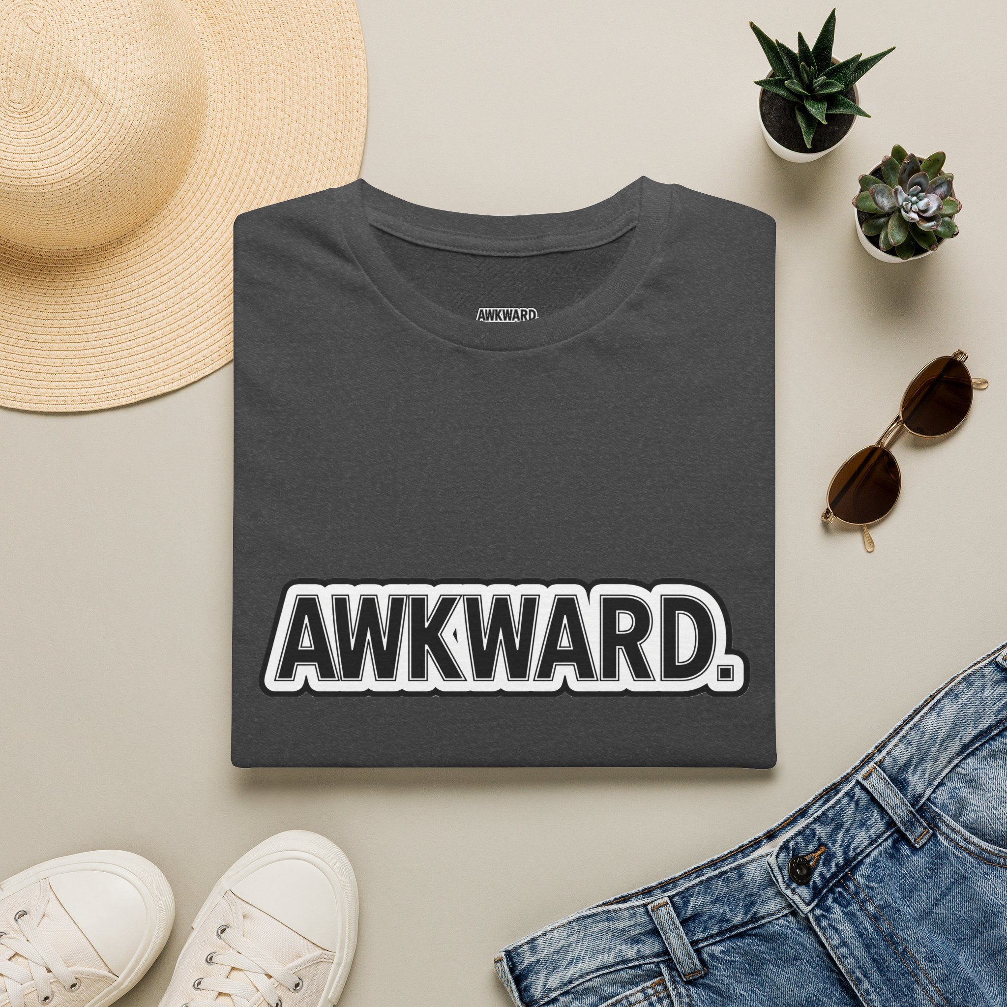 AWKWARD. T-Shirt — Cute Lonely Robot ‘Low Social Battery’ Introvert Tee