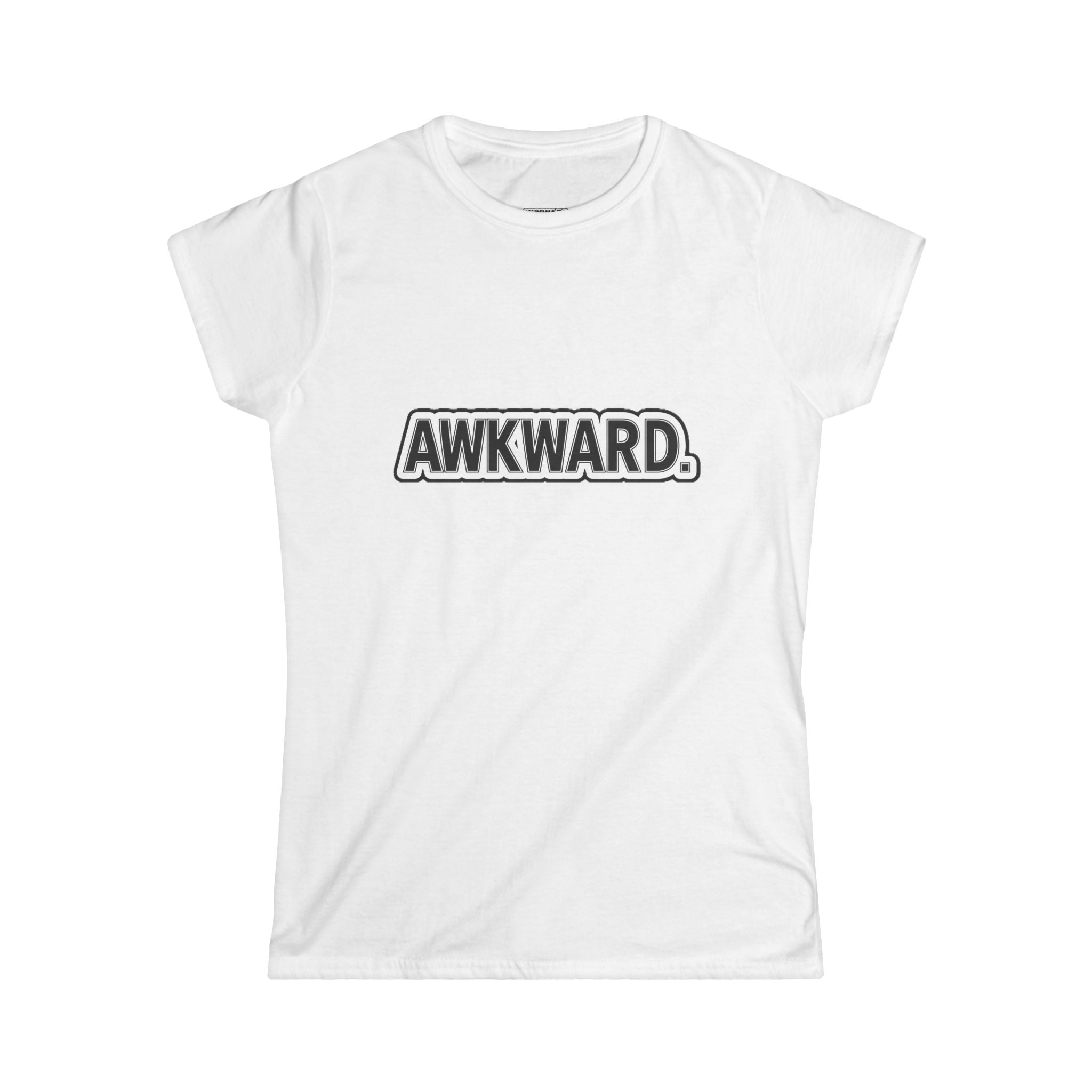 AWKWARD. Women's Softstyle Tee — Soft Feminine Fit with Dark-Humor Bandaged Dog Graphic