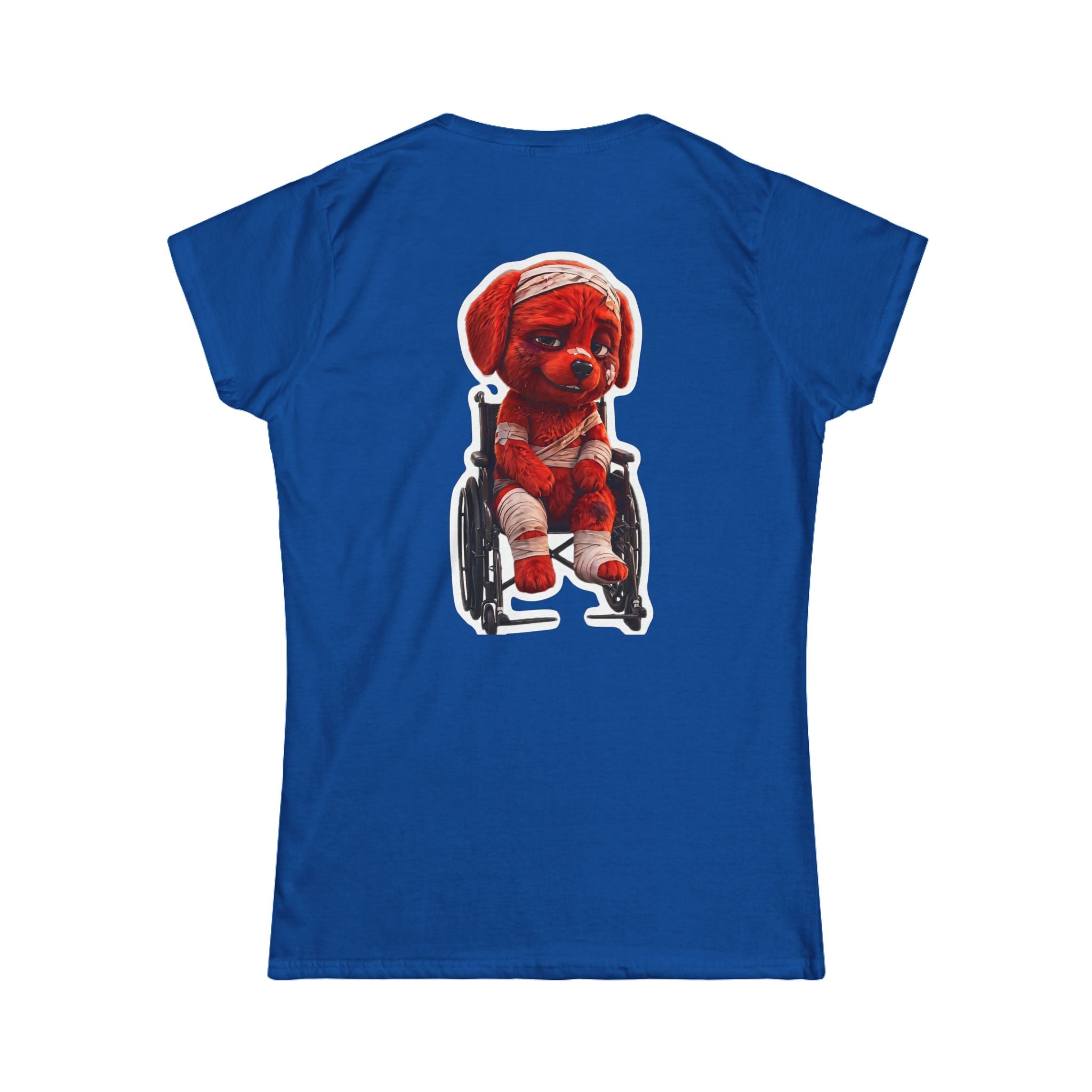 AWKWARD. Women's Softstyle Tee — Soft Feminine Fit with Dark-Humor Bandaged Dog Graphic