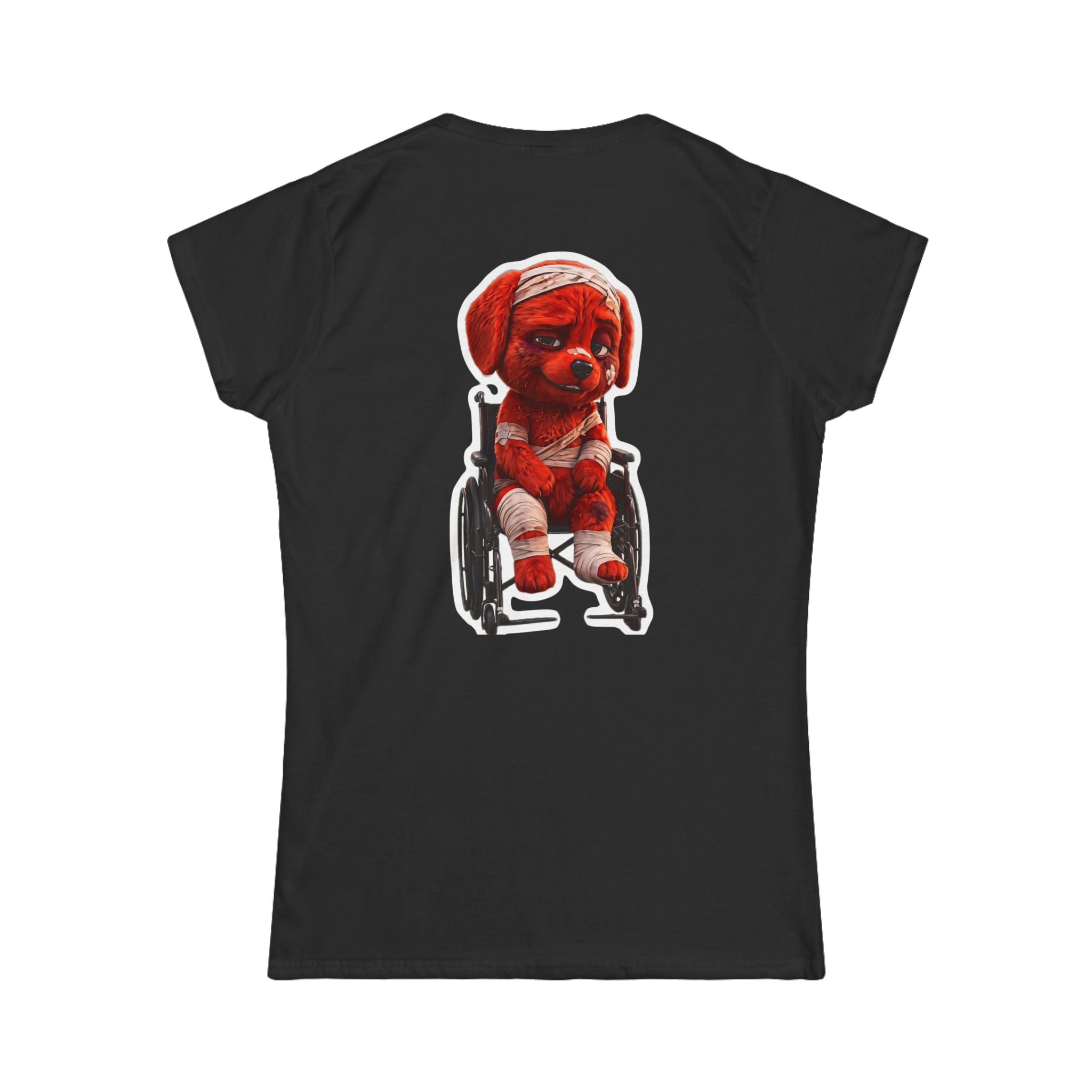 AWKWARD. Women's Softstyle Tee — Soft Feminine Fit with Dark-Humor Bandaged Dog Graphic