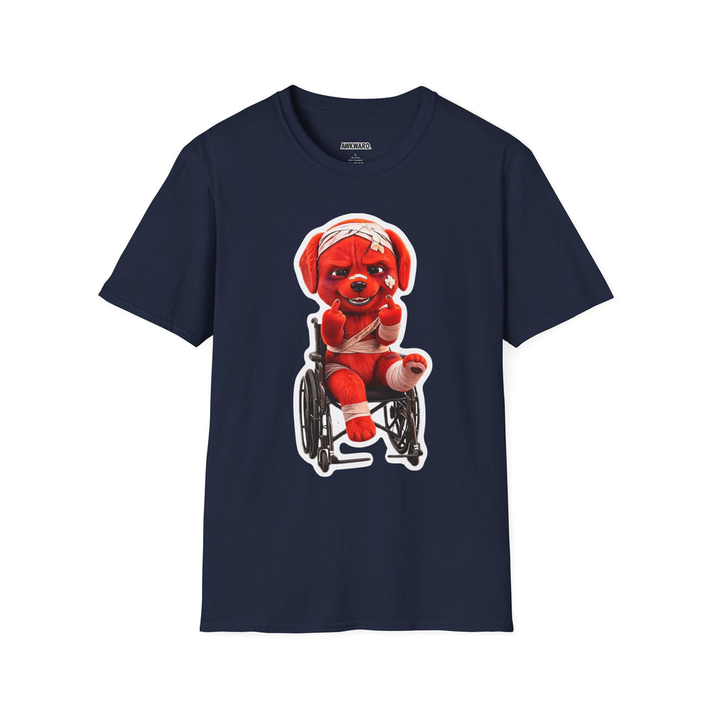 3D Injured Red Dog T-Shirt — 'Damaged But Surviving' Edgy Streetwear