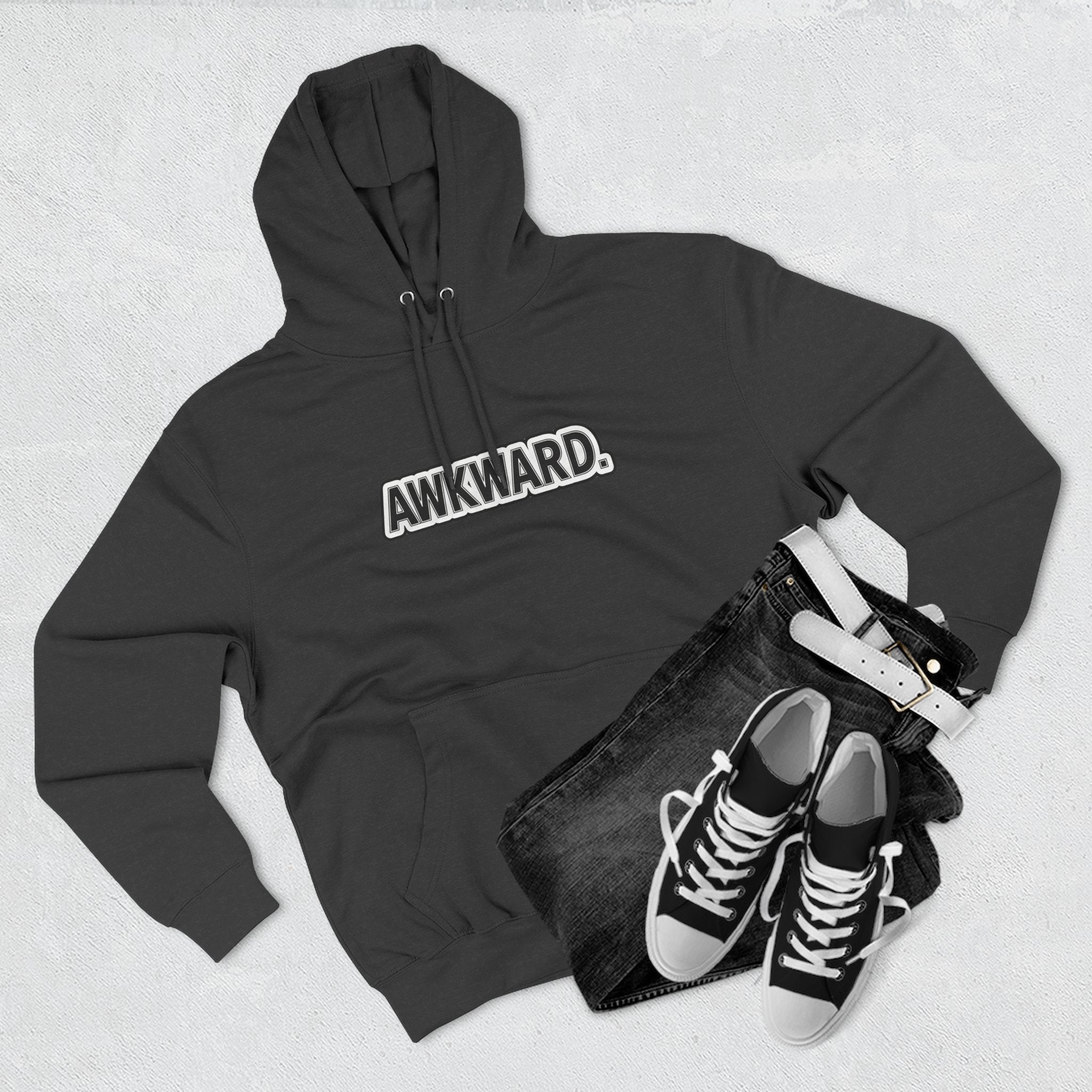 AWKWARD. Fleece Hoodie — Injured Dog Wheelchair 3D Streetwear