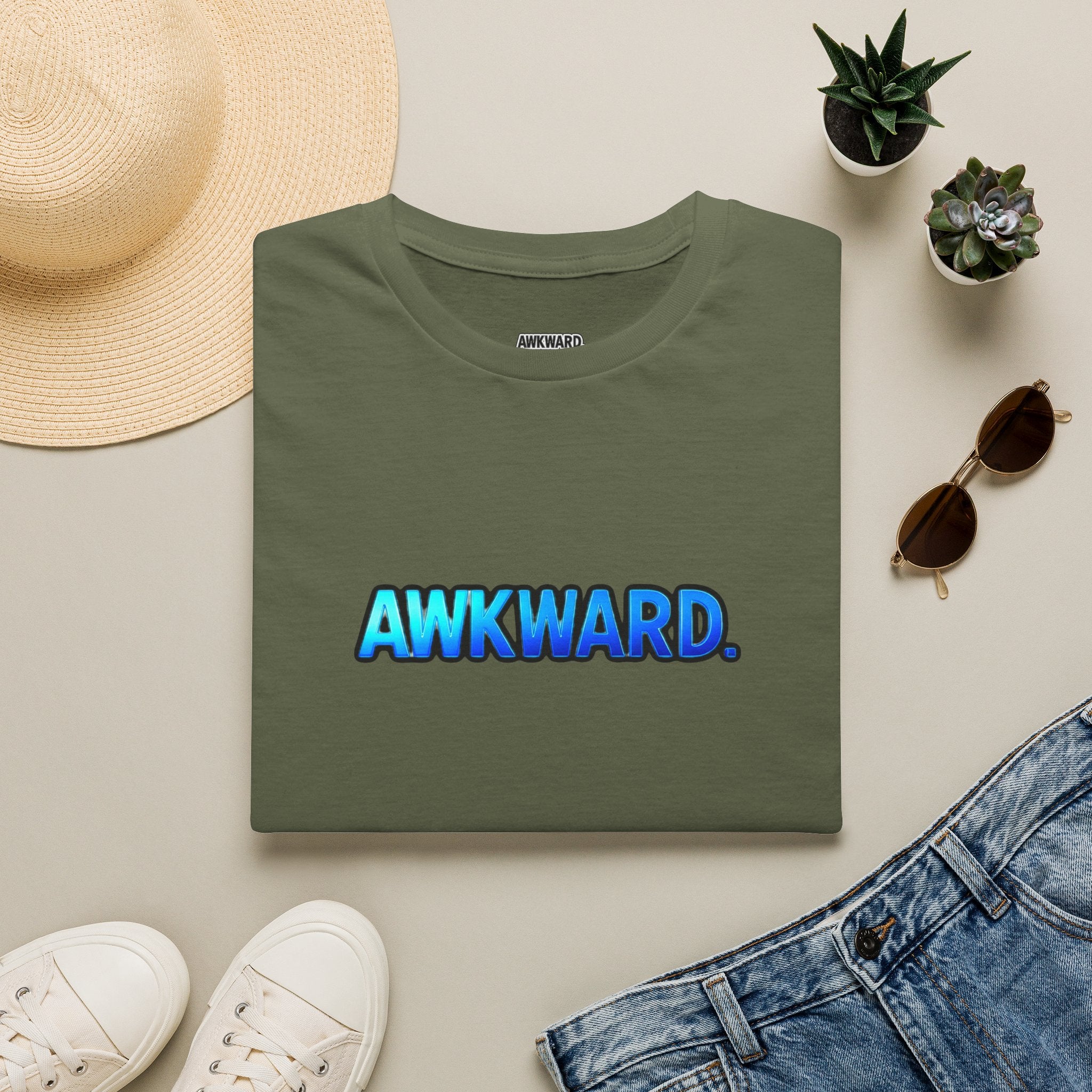 AWKWARD Tee — 3D Injured Red Dog in Wheelchair, Dark Humor Streetwear