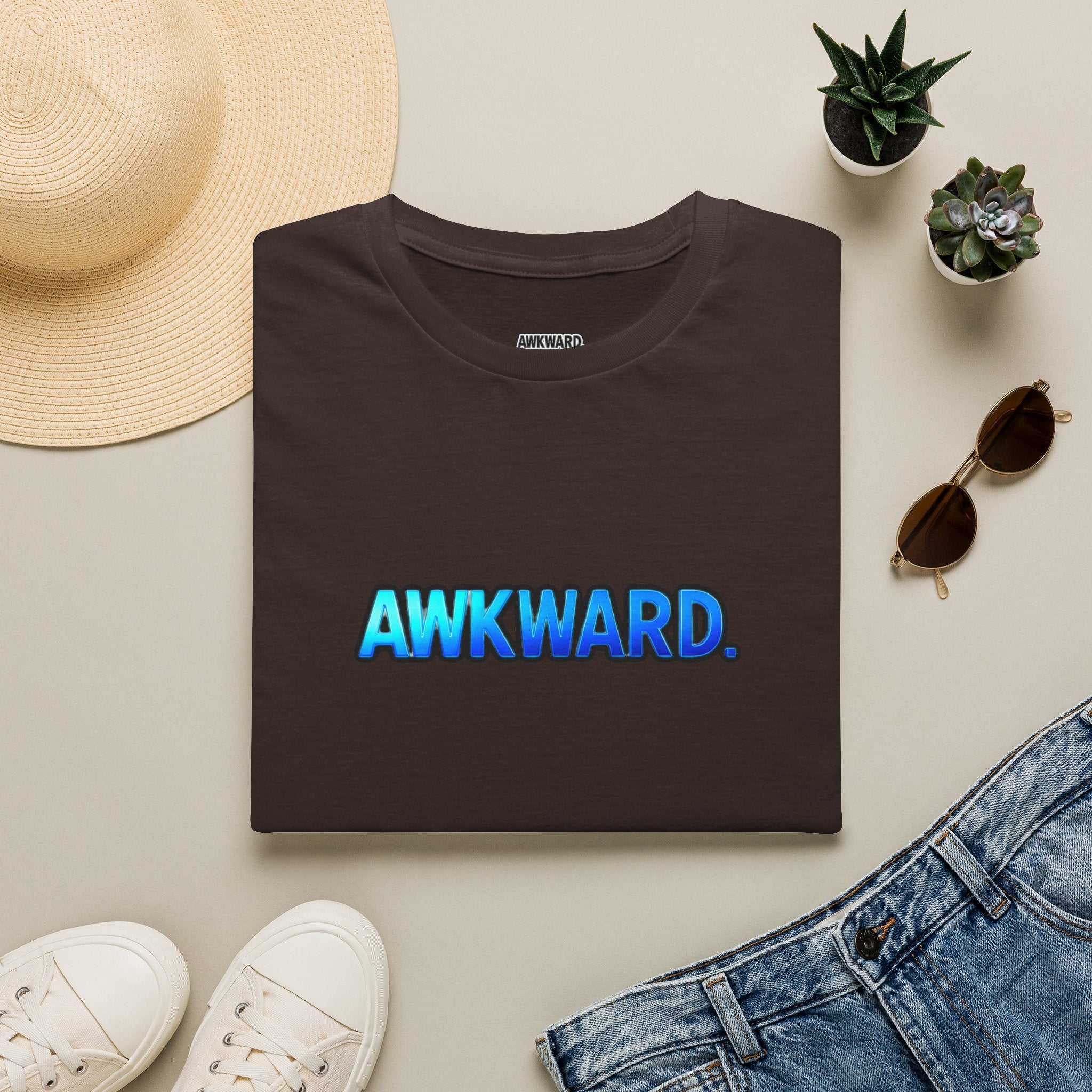 AWKWARD Tee — 3D Injured Red Dog in Wheelchair, Dark Humor Streetwear