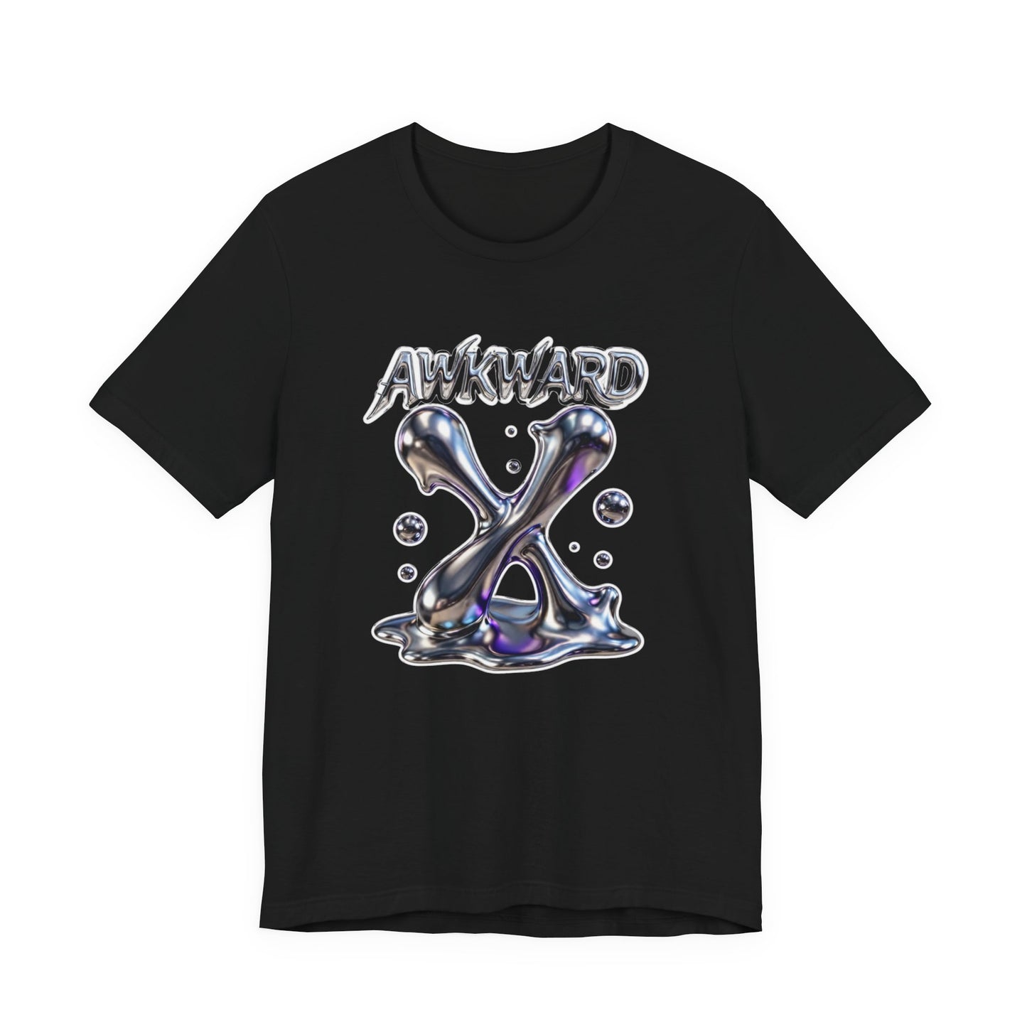 Awkward Club Tee — Heather Aqua Y2K 3D Chrome ‘AWKWARD’ Streetwear