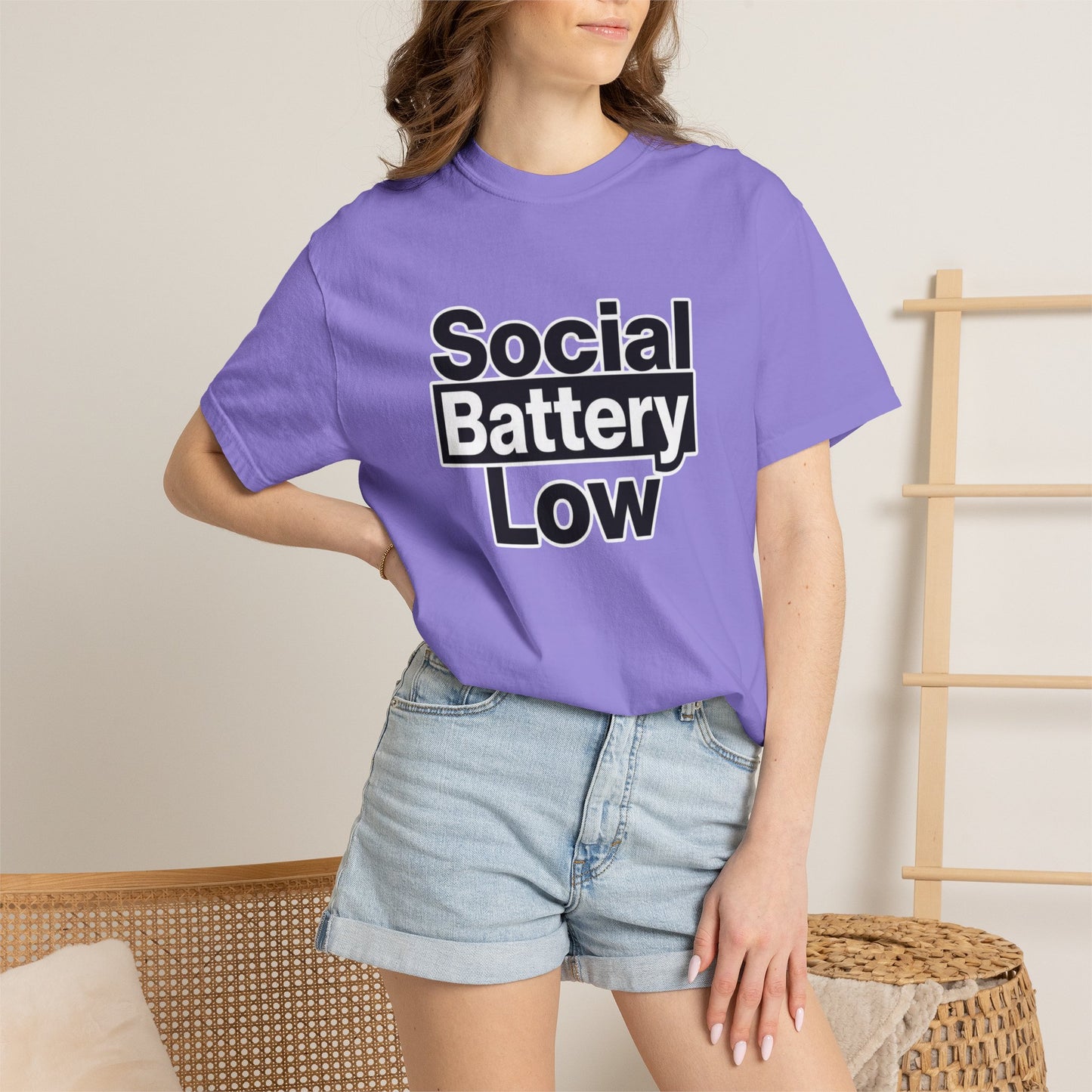 Social Battery Low Tee - Minimalist Edgy Streetwear | Comfort Colors