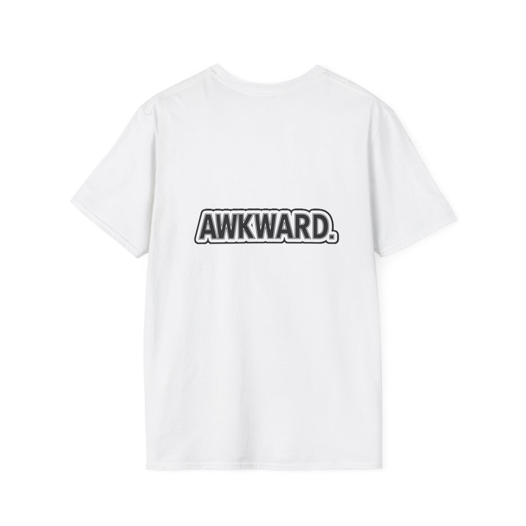 Sad Bandaged Dog Wheelchair T-Shirt — "AWKWARD." Grunge Anti‑Social Tee