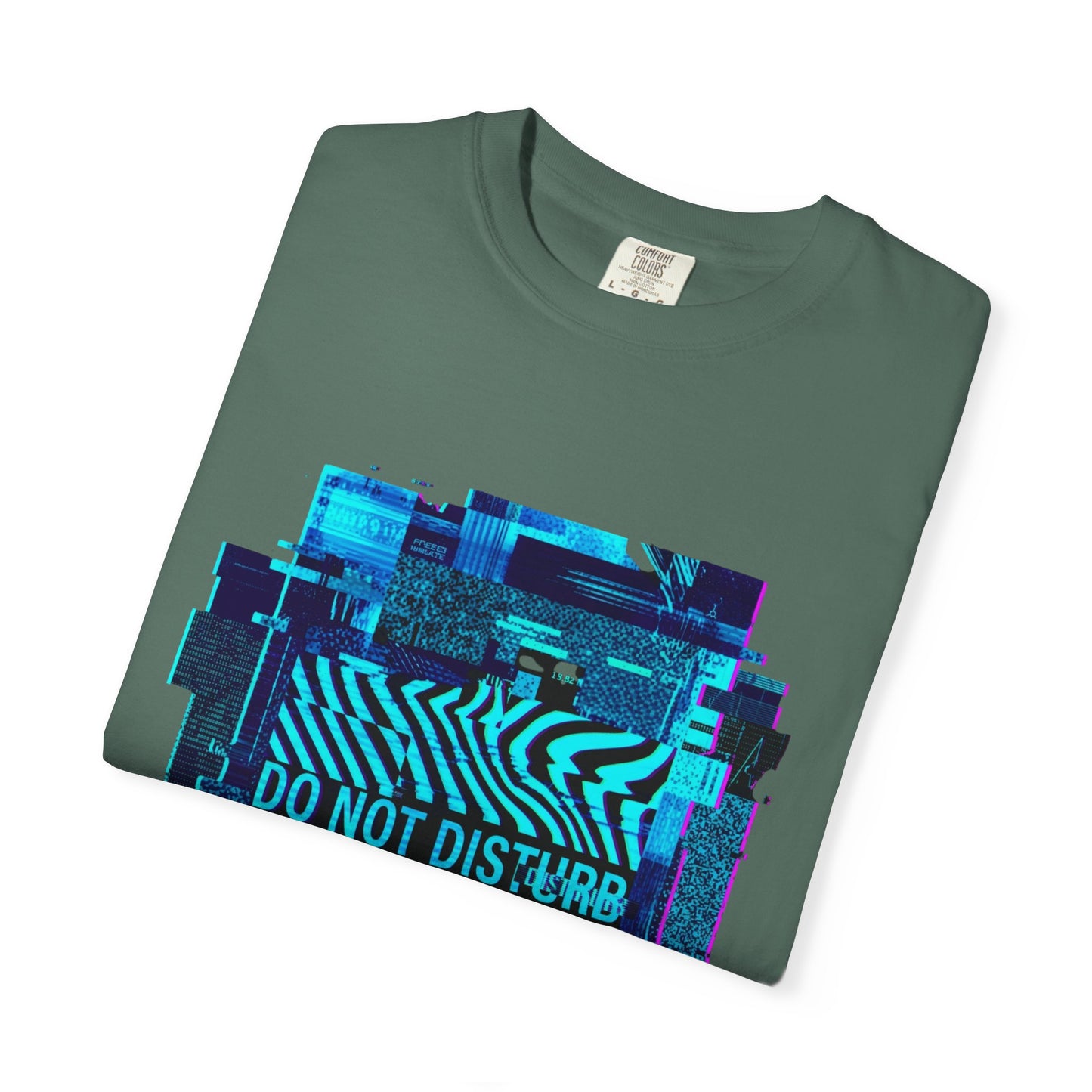 AWKWARD. Garment-Dyed Tee — Minimal Front, Neon Glitch Back