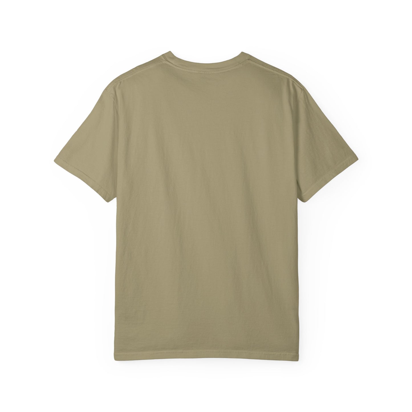 AWKWARD. Garment-Dyed Tee — Minimal Front, Neon Glitch Back
