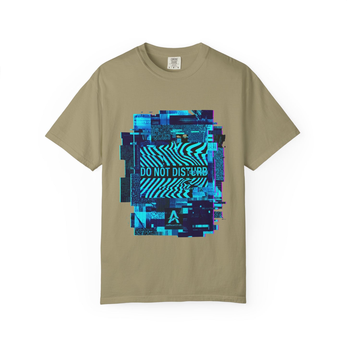 AWKWARD. Garment-Dyed Tee — Minimal Front, Neon Glitch Back