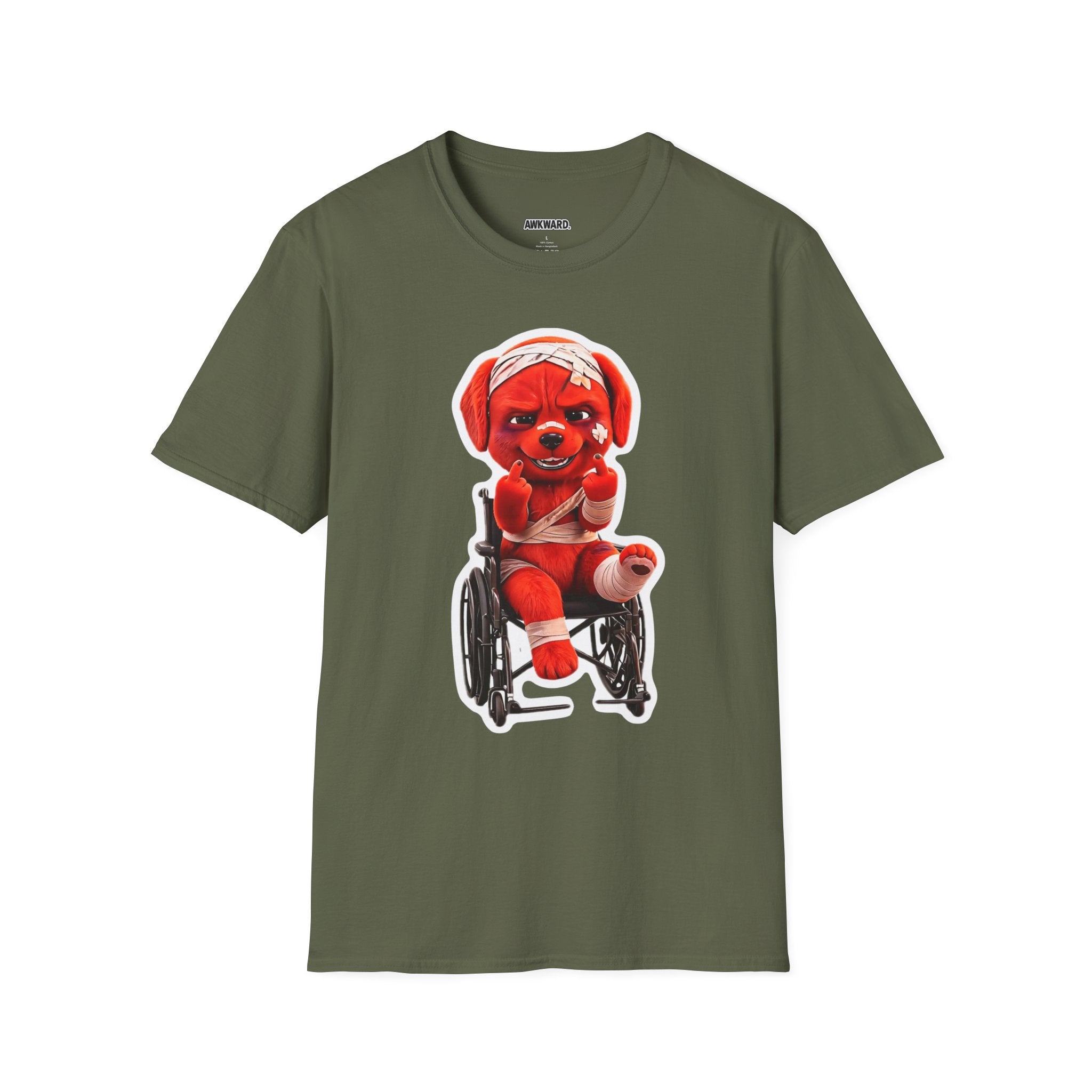 3D Injured Red Dog T-Shirt — 'Damaged But Surviving' Edgy Streetwear