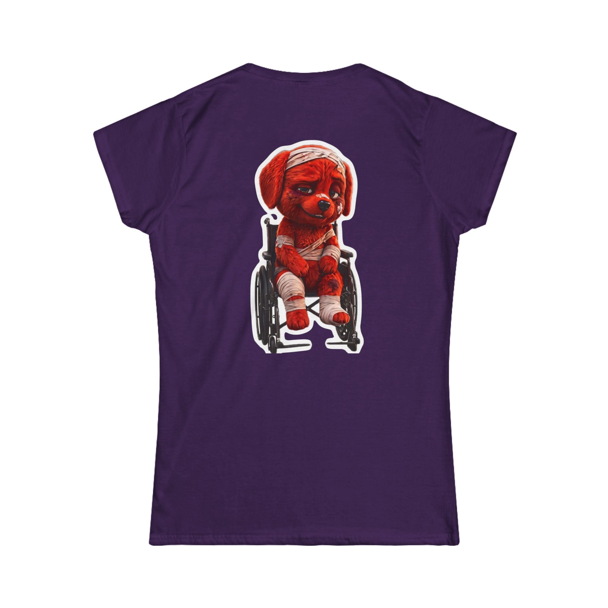 AWKWARD. Women's Softstyle Tee — Soft Feminine Fit with Dark-Humor Bandaged Dog Graphic