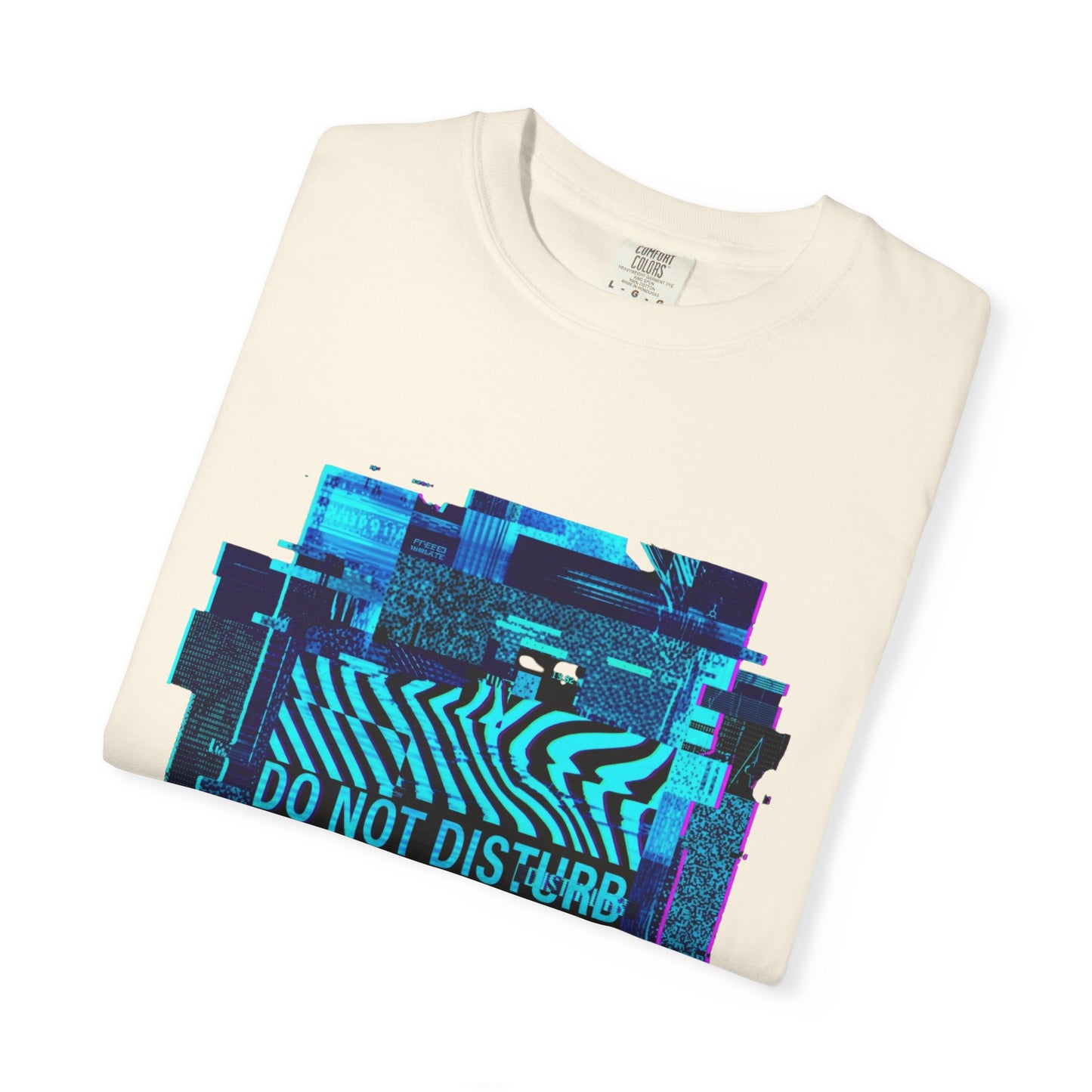 AWKWARD. Garment-Dyed Tee — Minimal Front, Neon Glitch Back