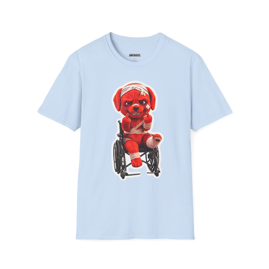 3D Injured Red Dog T-Shirt — 'Damaged But Surviving' Edgy Streetwear