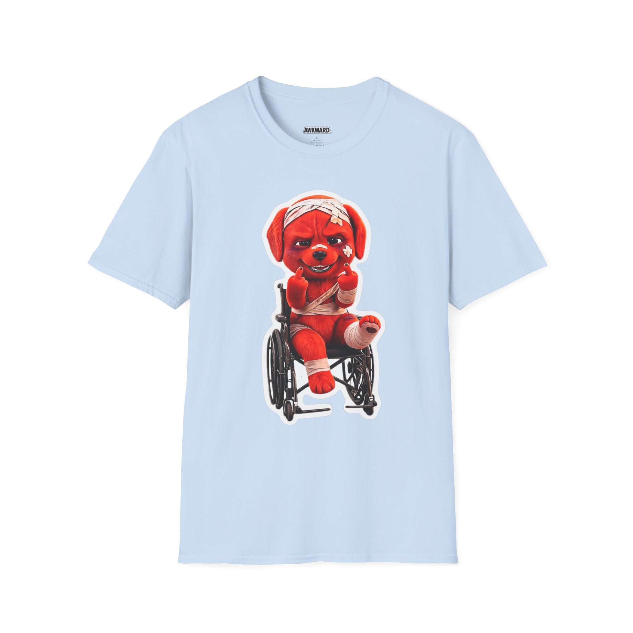 3D Injured Red Dog T-Shirt — 'Damaged But Surviving' Edgy Streetwear