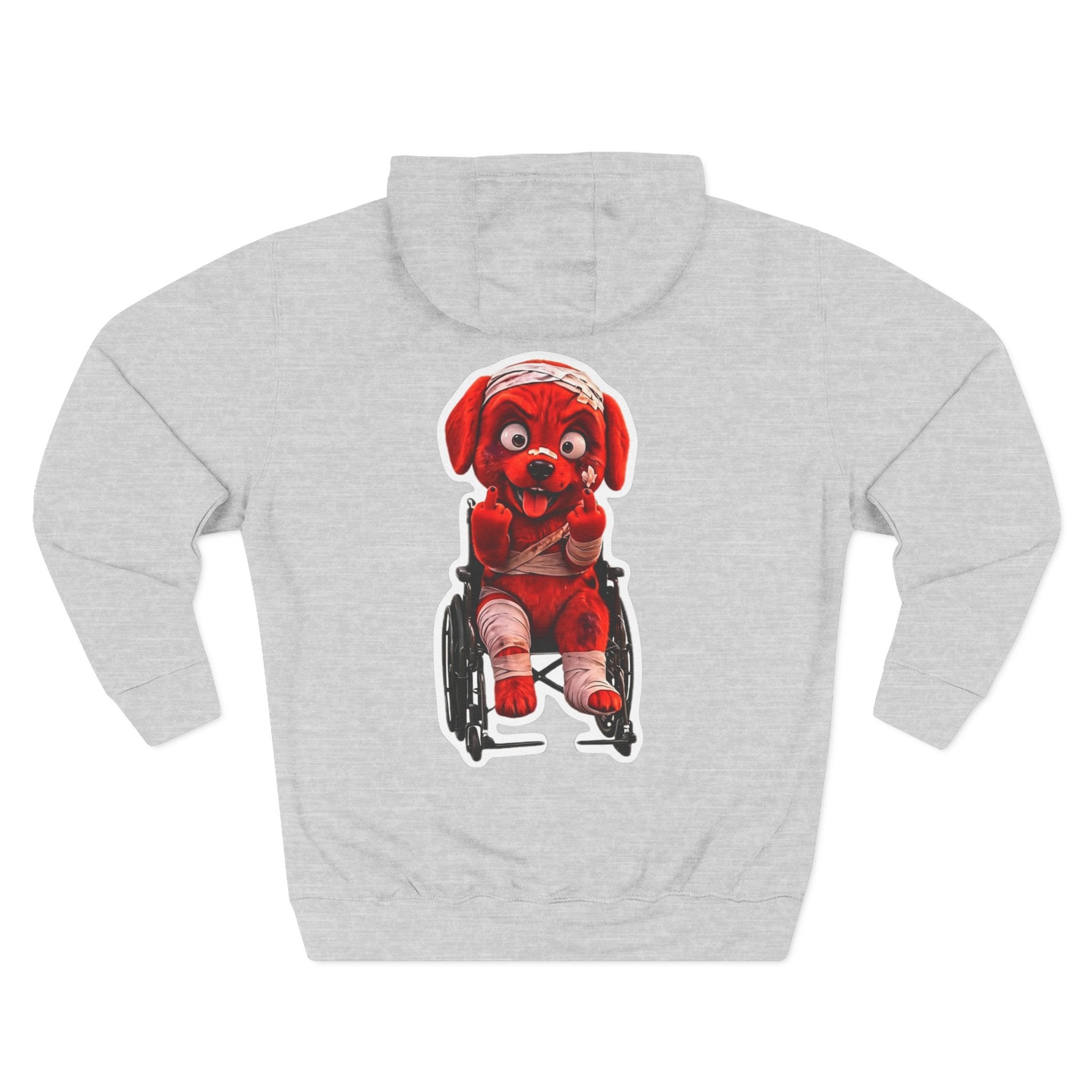 AWKWARD. Fleece Hoodie — Injured Dog Wheelchair 3D Streetwear