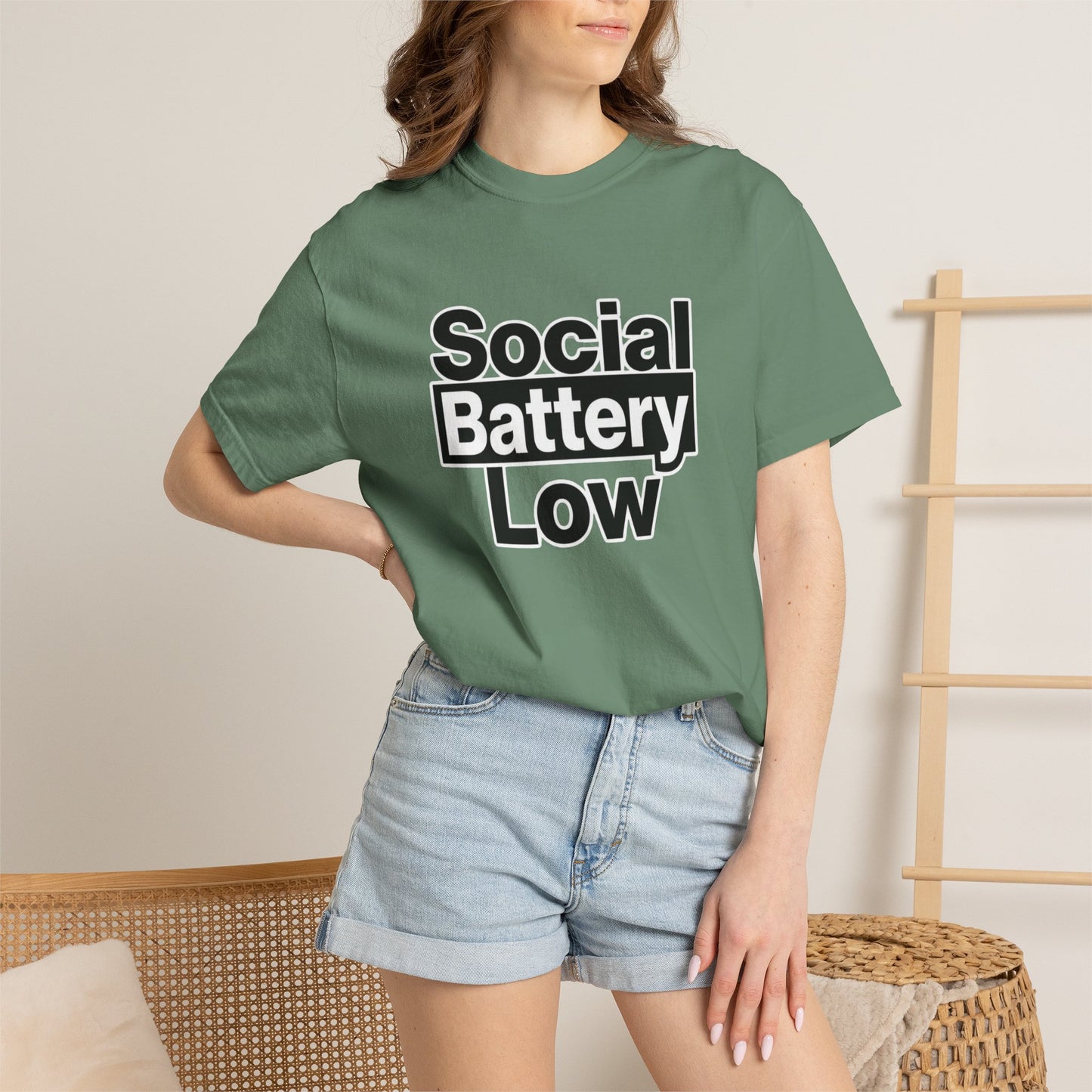 Social Battery Low Tee - Minimalist Edgy Streetwear | Comfort Colors