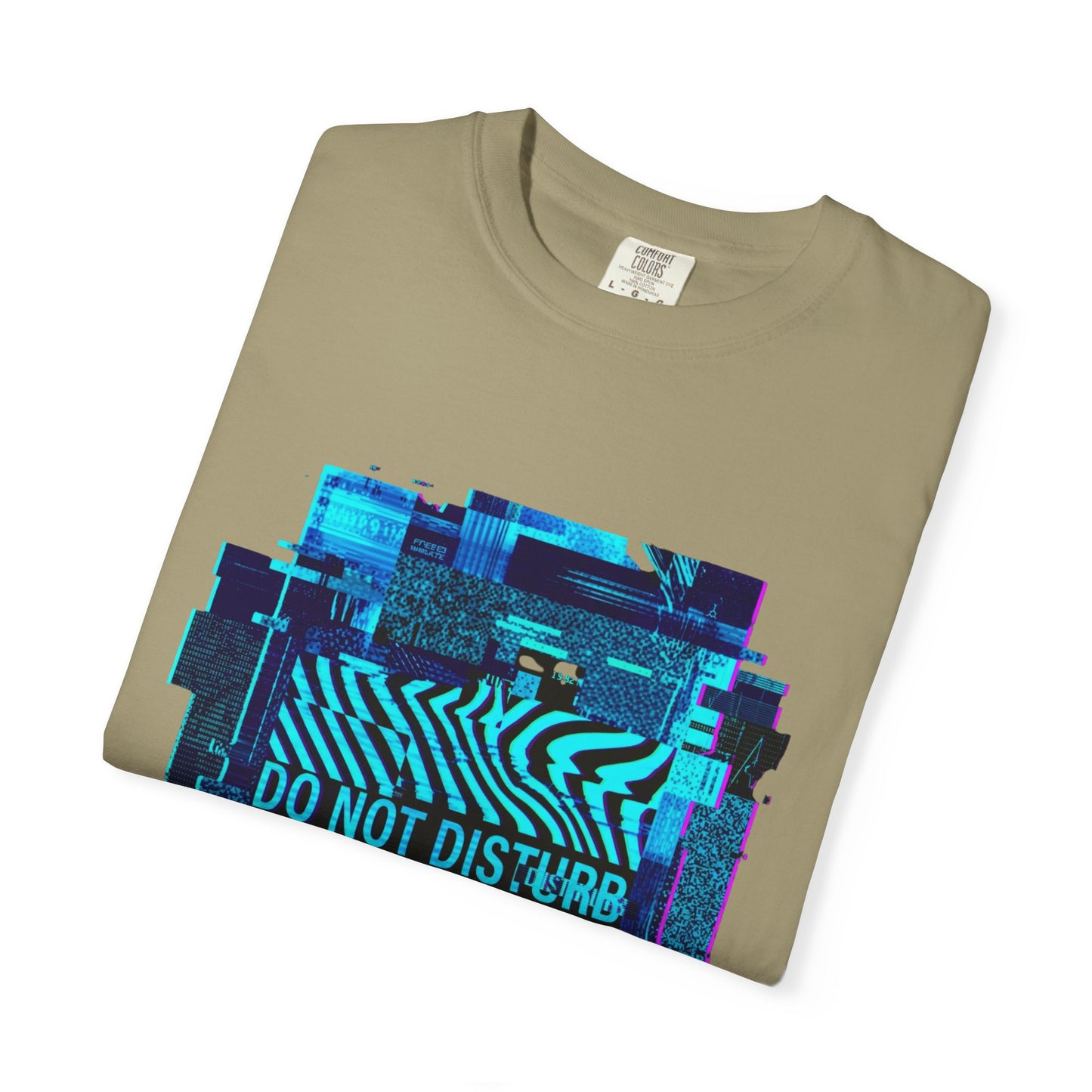 AWKWARD. Garment-Dyed Tee — Minimal Front, Neon Glitch Back