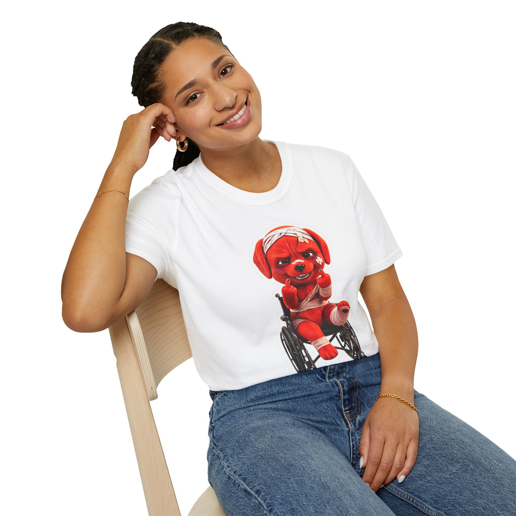 3D Injured Red Dog T-Shirt — 'Damaged But Surviving' Edgy Streetwear