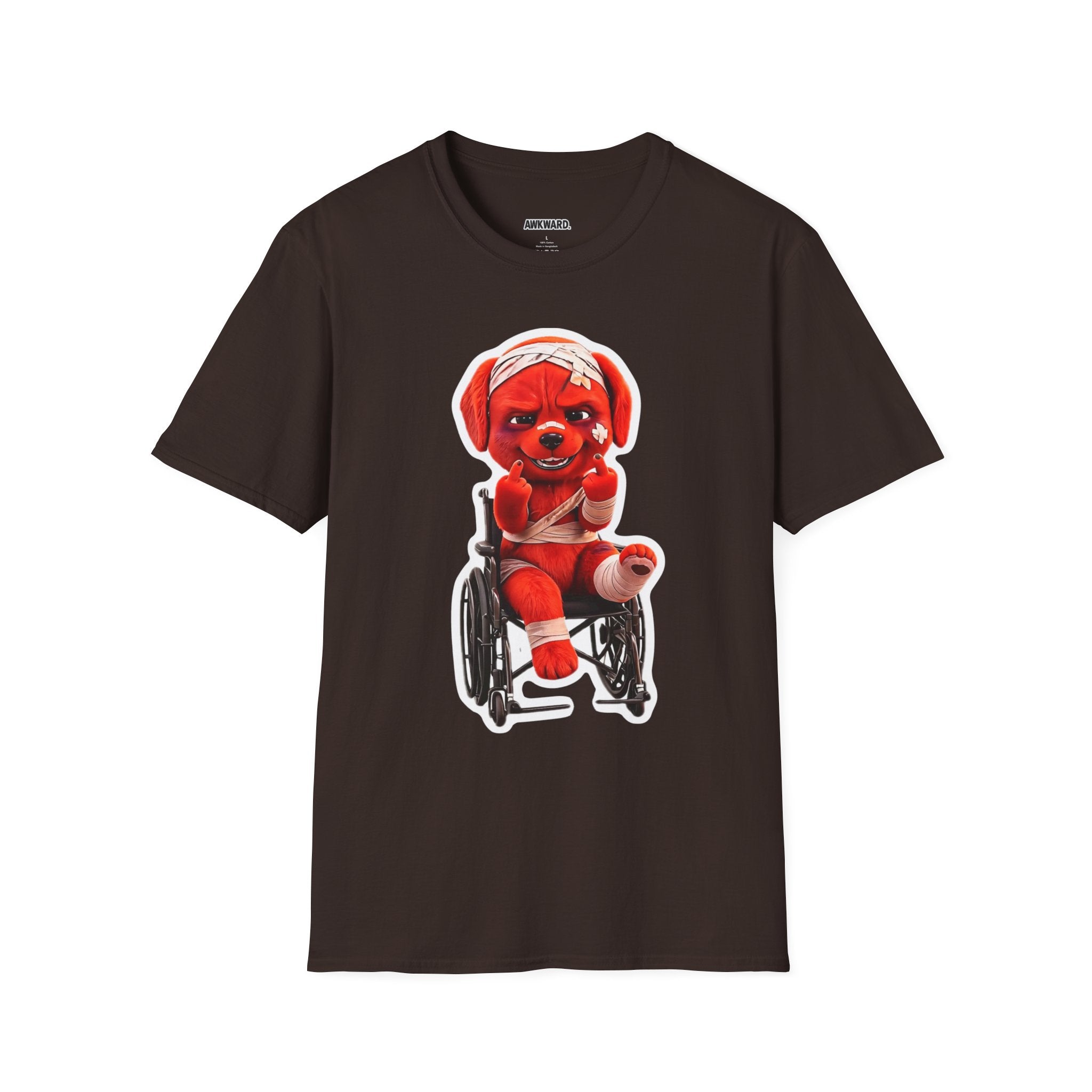 3D Injured Red Dog T-Shirt — 'Damaged But Surviving' Edgy Streetwear