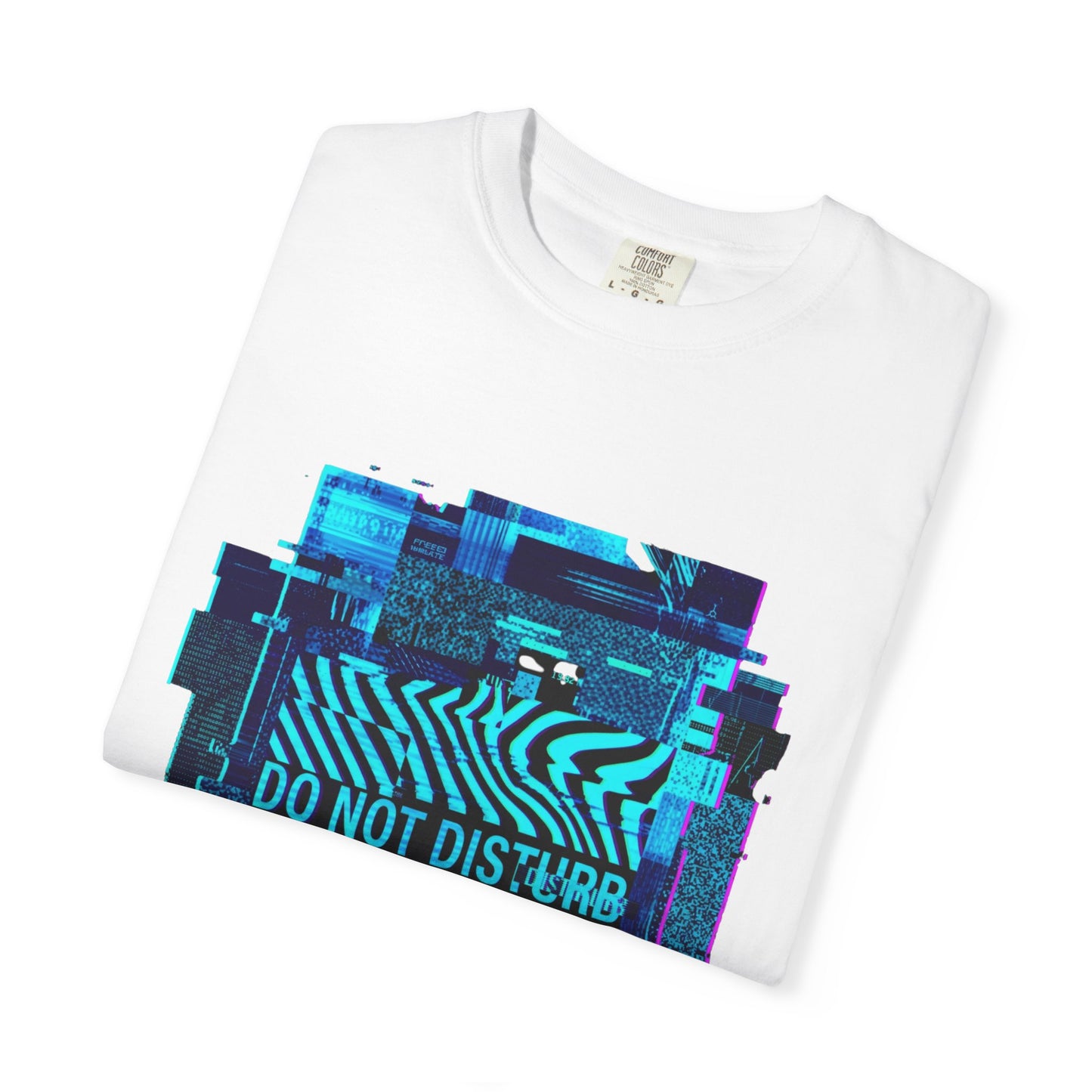 AWKWARD. Garment-Dyed Tee — Minimal Front, Neon Glitch Back