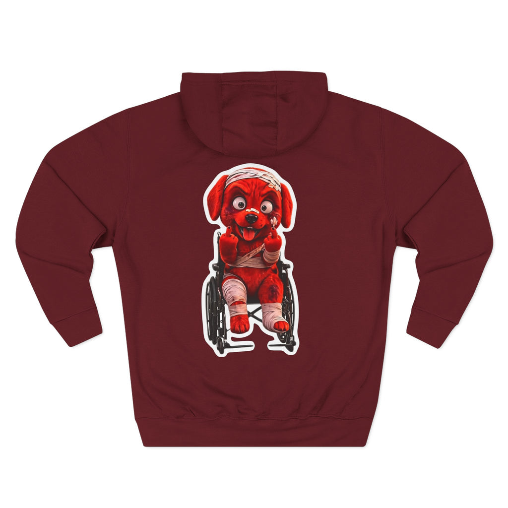 AWKWARD. Fleece Hoodie — Injured Dog Wheelchair 3D Streetwear