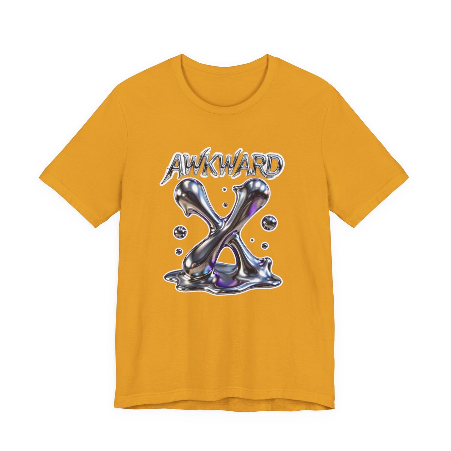 Awkward Club Tee — Heather Aqua Y2K 3D Chrome ‘AWKWARD’ Streetwear