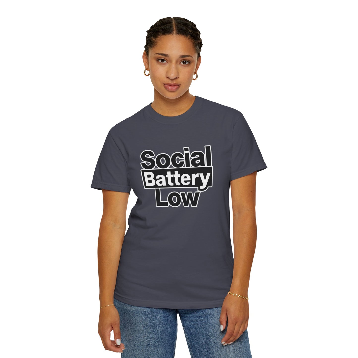 Social Battery Low Tee - Minimalist Edgy Streetwear | Comfort Colors