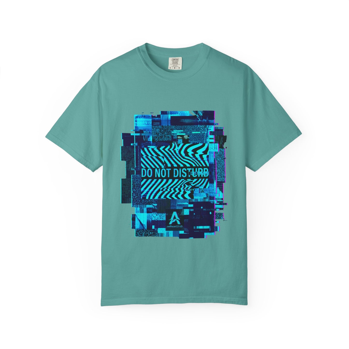 AWKWARD. Garment-Dyed Tee — Minimal Front, Neon Glitch Back