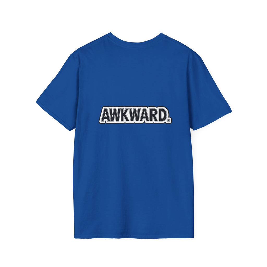 Sad Bandaged Dog Wheelchair T-Shirt — "AWKWARD." Grunge Anti‑Social Tee