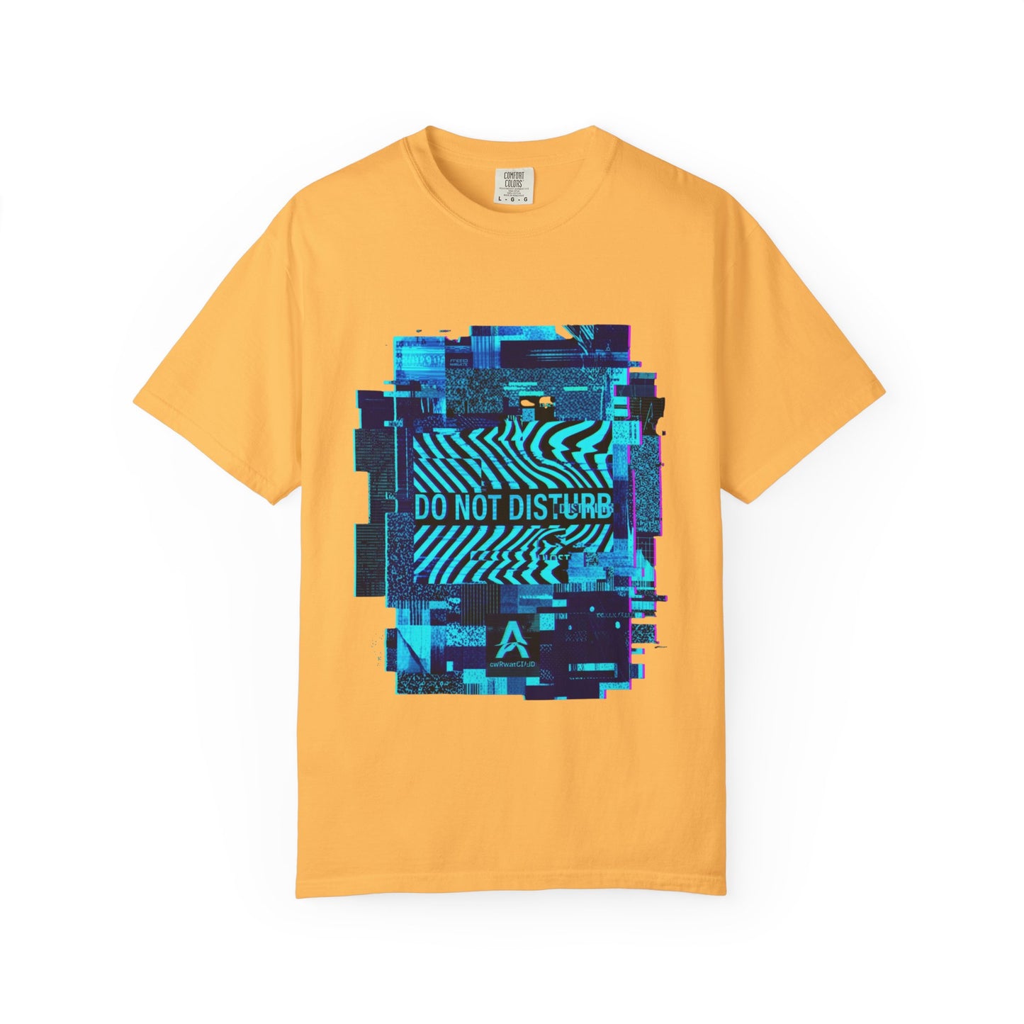 AWKWARD. Garment-Dyed Tee — Minimal Front, Neon Glitch Back