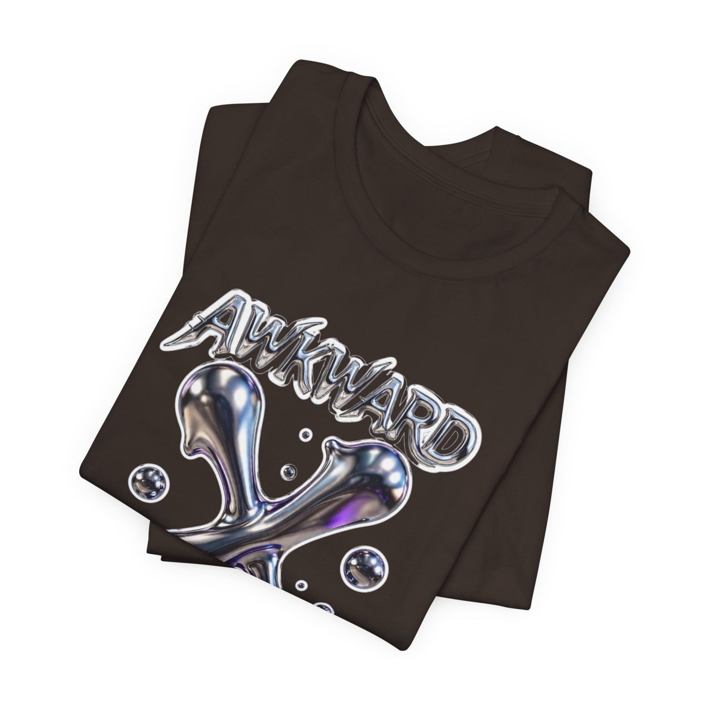Awkward Club Tee — Heather Aqua Y2K 3D Chrome ‘AWKWARD’ Streetwear