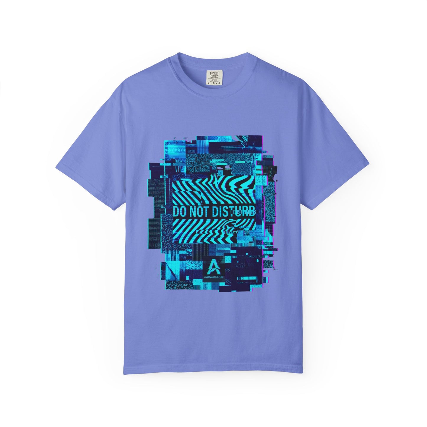 AWKWARD. Garment-Dyed Tee — Minimal Front, Neon Glitch Back