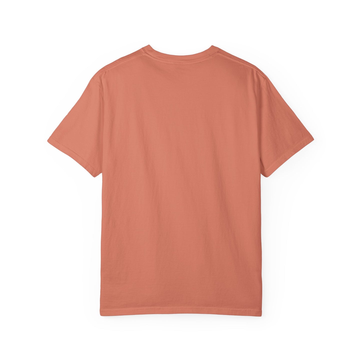 AWKWARD. Garment-Dyed Tee — Minimal Front, Neon Glitch Back