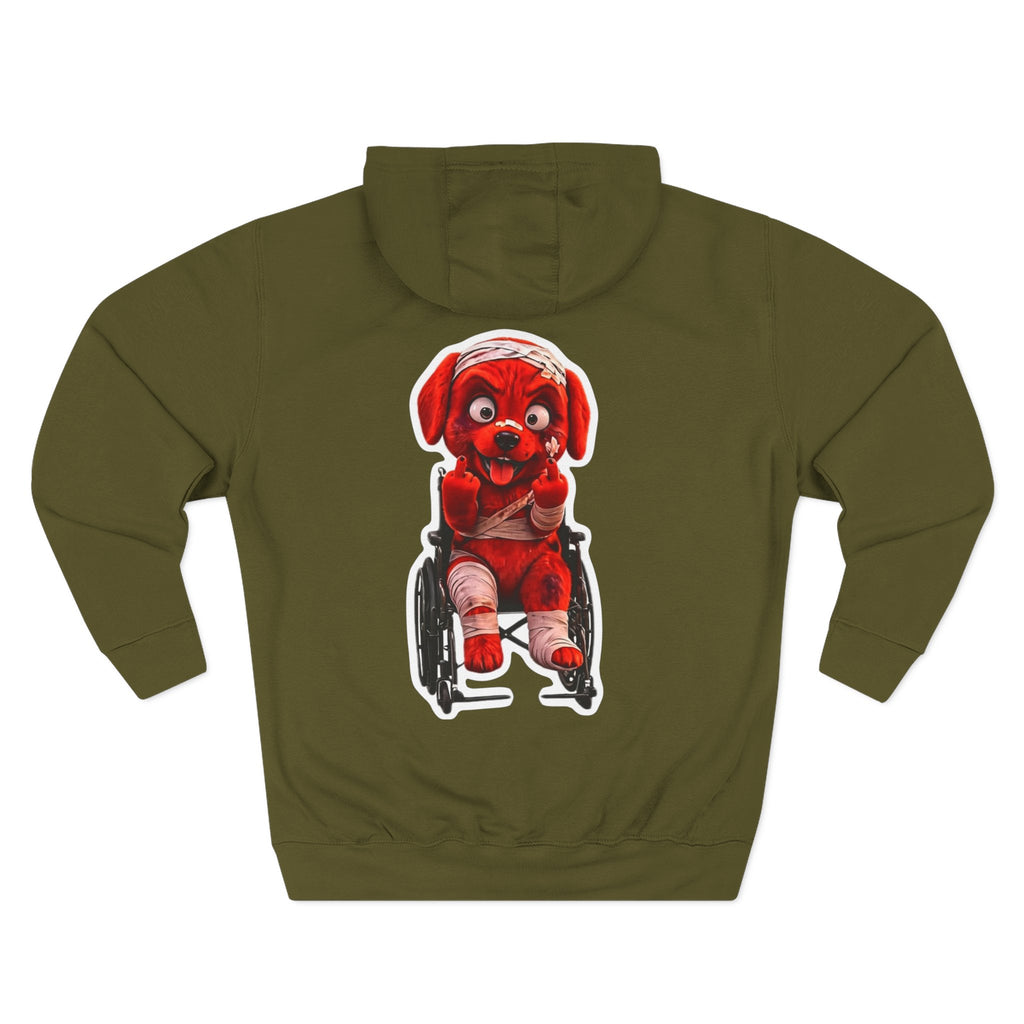 AWKWARD. Fleece Hoodie — Injured Dog Wheelchair 3D Streetwear