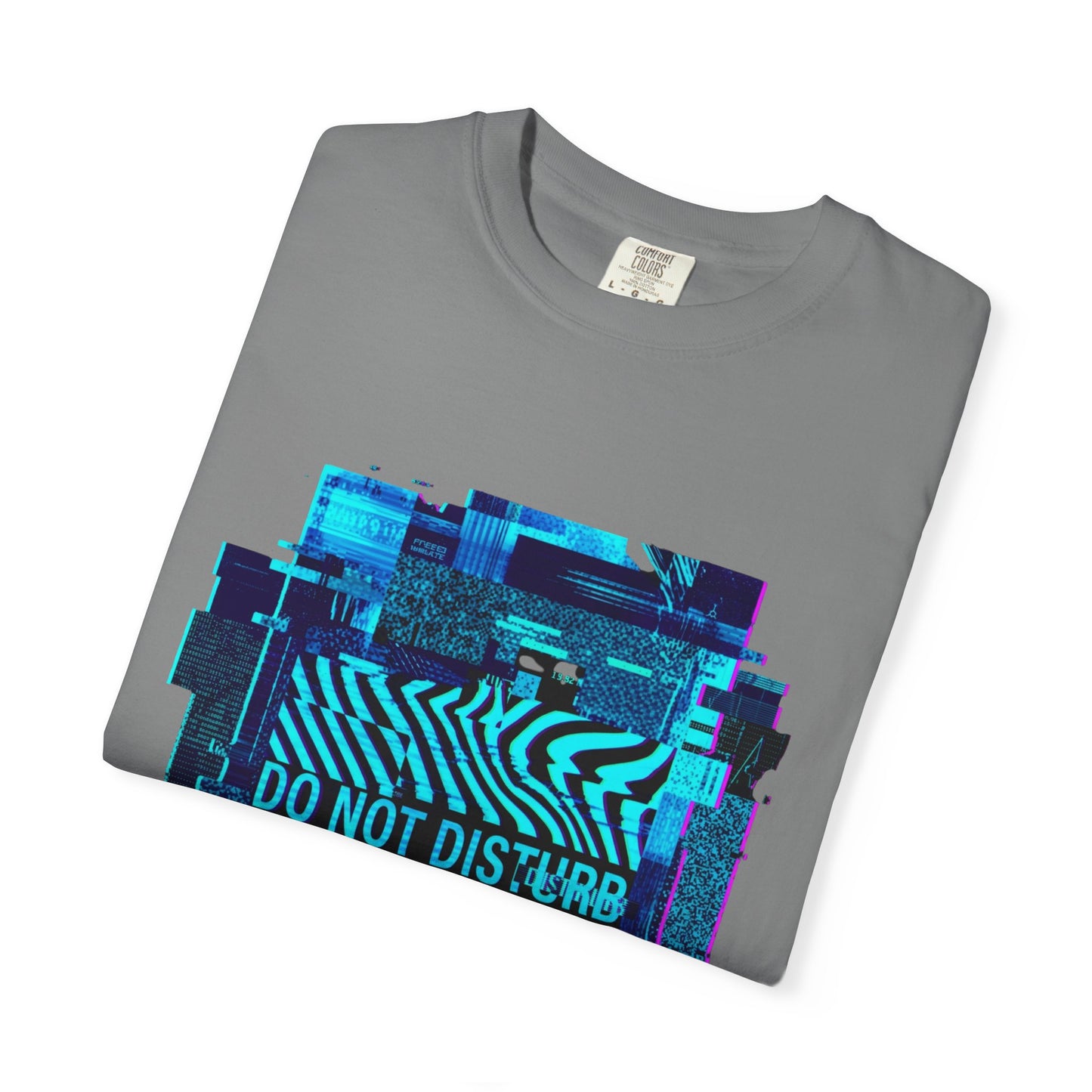 AWKWARD. Garment-Dyed Tee — Minimal Front, Neon Glitch Back