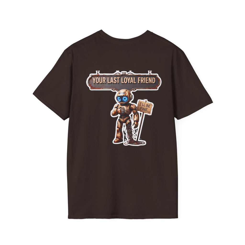 AWKWARD. T-Shirt — 3D Quirky Robot “Your Last Loyal Friend” Back Graphic