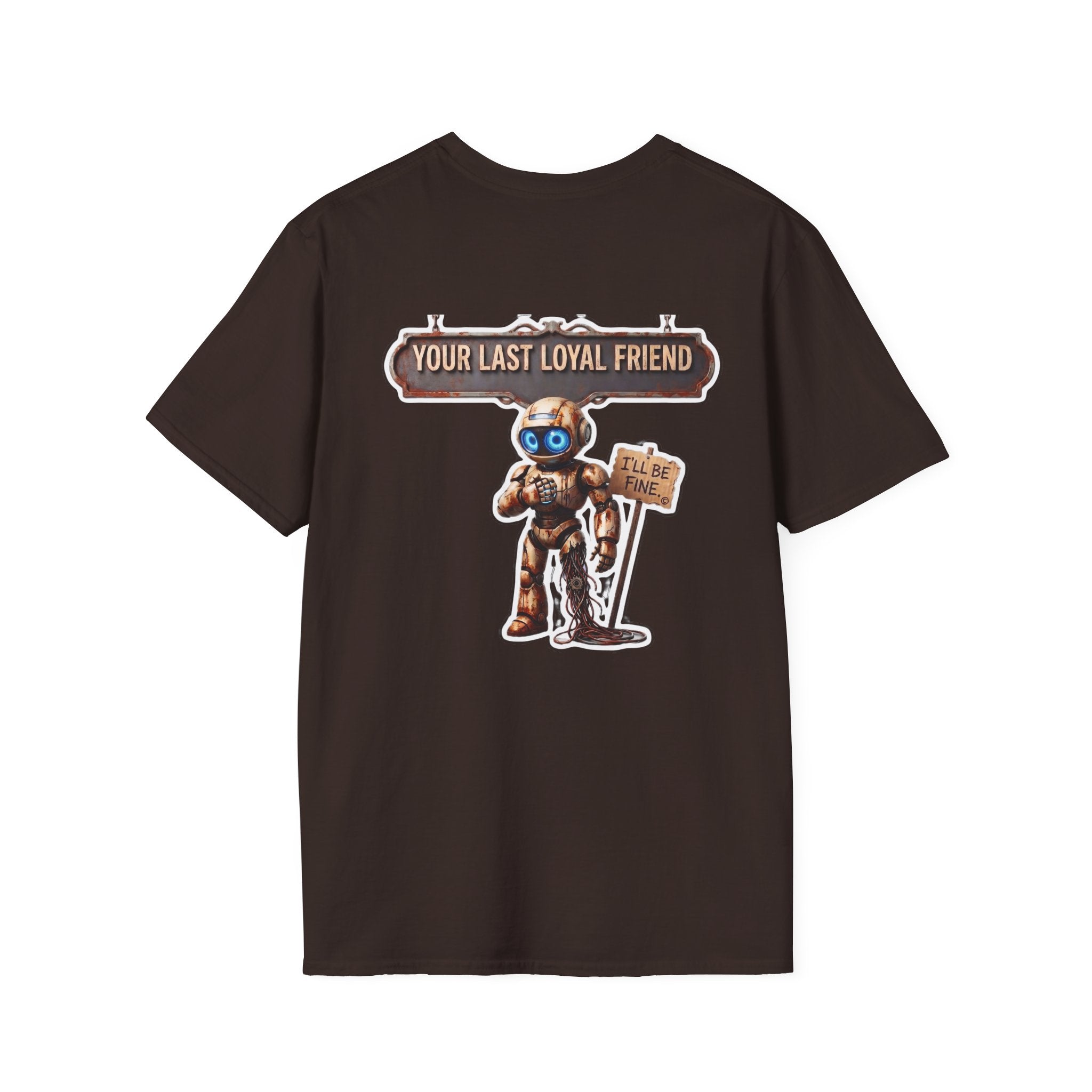 AWKWARD. T-Shirt — 3D Quirky Robot “Your Last Loyal Friend” Back Graphic