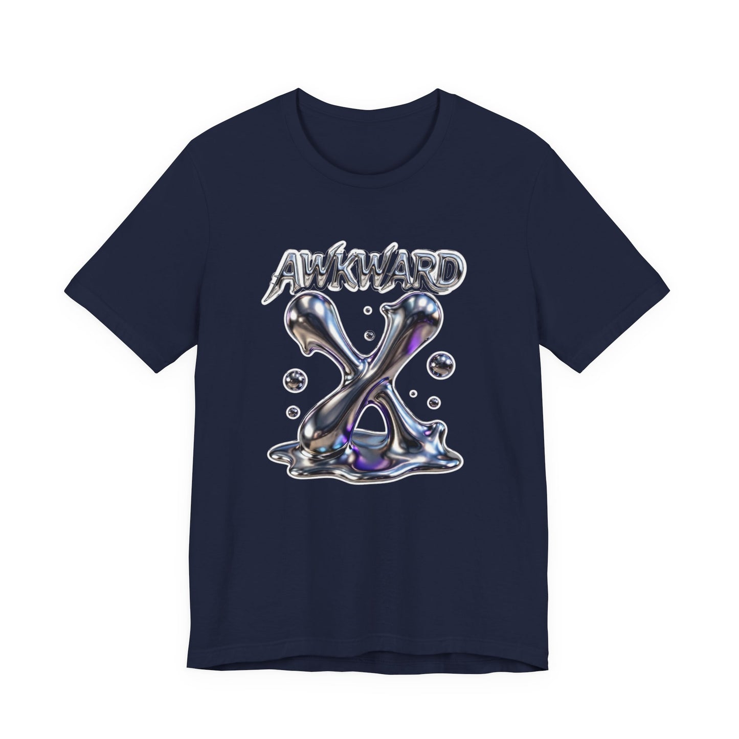 Awkward Club Tee — Heather Aqua Y2K 3D Chrome ‘AWKWARD’ Streetwear