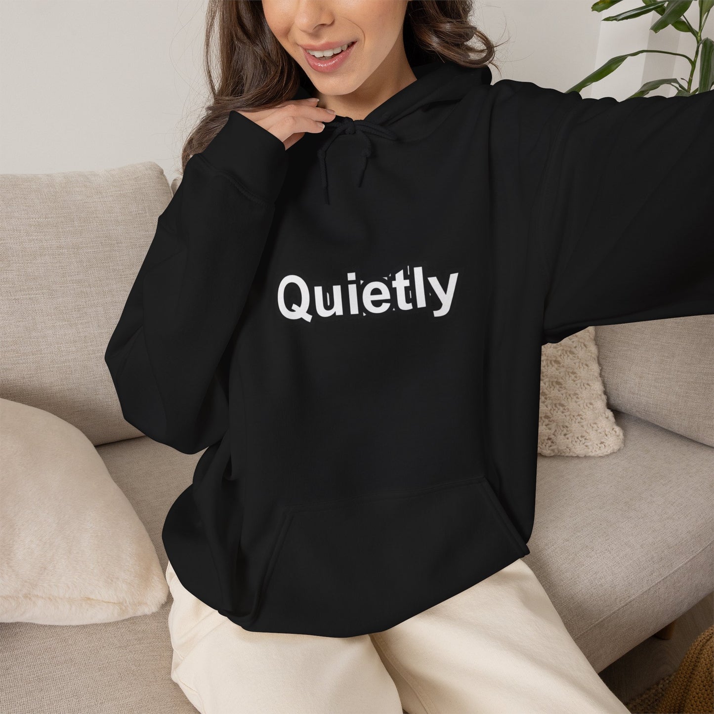 Quietly Overthinking Hoodie | Minimalist Abstract Streetwear | Gildan Heavy Blend