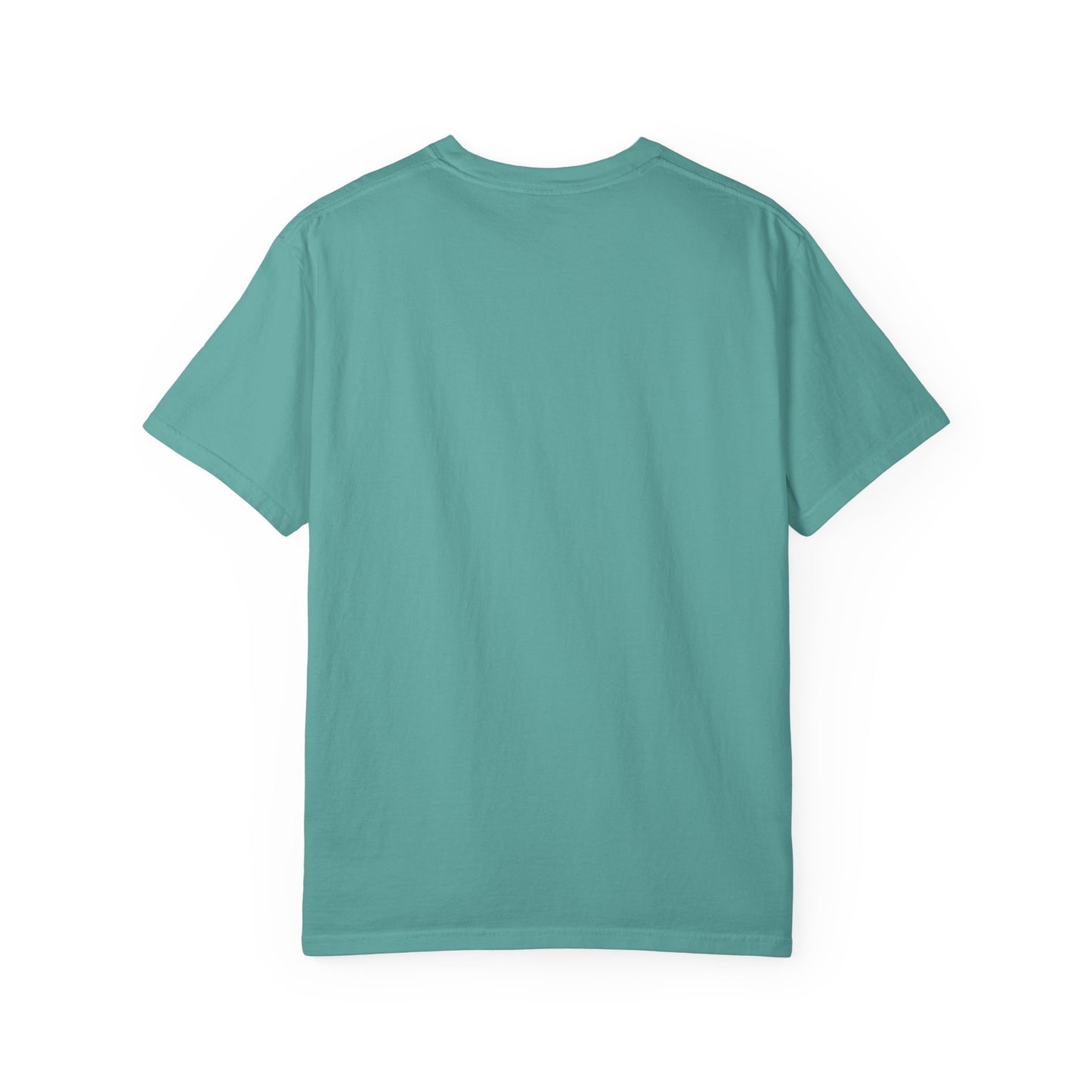 AWKWARD. Garment-Dyed Tee — Minimal Front, Neon Glitch Back